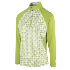 ISLAND GREEN LADIES CHEST PRINT 1/4 ZIP GOLF JUMPER – APPLE GREEN