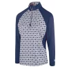 ISLAND GREEN LADIES CHEST PRINT 1/4 ZIP GOLF JUMPER – NAVY BLUE -CLUBS Sales Shop 2165NAVY 600x600 1