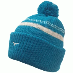 MIZUNO BREATH THERMO GOLF POM POM BOBBLE HAT – BLUE