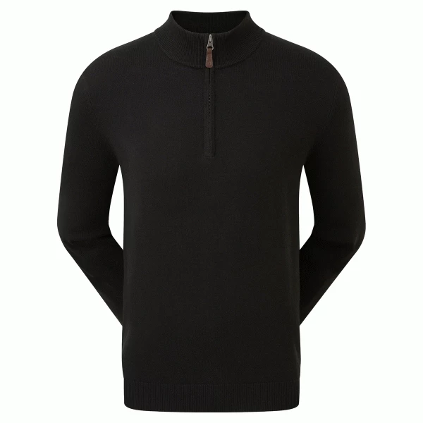 FOOTJOY WOOL BLEND 1/2 ZIP GOLF PULLOVER – BLACK 3 FOOTJOY WOOL BLEND 1/2 ZIP GOLF PULLOVER – BLACK