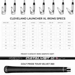 CLEVELAND LAUNCHER XL IRONS / GRAPHITE SHAFTS -CLUBS Sales Shop CLXIGSPECS 600x600 1