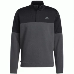 ADIDAS DWR BLOCK 1/4-ZIP GOLF SWEATSHIRT – BLACK / GREY SIX