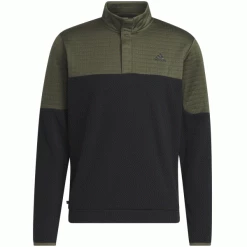 ADIDAS DWR BLOCK 1/4-ZIP GOLF SWEATSHIRT – OLIVE STRATA / BLACK