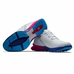 FOOTJOY 2023 FUEL SPORT 55455 GOLF SHOES – WHITE / PINK / BLUE -CLUBS Sales Shop FJ FUEL SPORT W P B BOTTOM AND SIDE 600x600 1