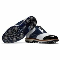 FOOTJOY 2023 PREMIER SERIES WILCOX GOLF SHOES 54323 – WHITE / NAVY / BLACK -CLUBS Sales Shop FJ PS WILCOX W N B BOTTOM AND SIDE 600x600 1