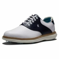 FOOTJOY TRADITIONS 57899 GOLF SHOES – WHITE / NAVY -CLUBS Sales Shop FJ TRADITIONS W N FRONT 600x600 1