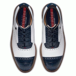 FOOTJOY PREMIER SERIES TARLOW 53904 GOLF SHOES – WHITE / NAVY -CLUBS Sales Shop FJ539047 600x600 1