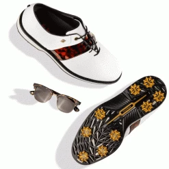 FOOTJOY PREMIERE SERIES GARRETT LEIGHT PACKARD 54297 GOLF SHOES – WHITE / TORTOISE -CLUBS Sales Shop FJ 542979 600x600 1