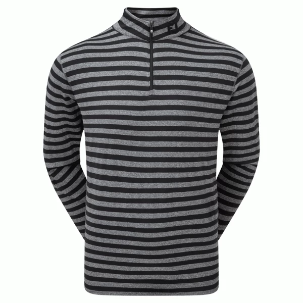 FOOTJOY PEACHED JERSEY TONAL STRIPE CHILL-OUT GOLF PULLOVER – BLACK 3 FOOTJOY PEACHED JERSEY TONAL STRIPE CHILL-OUT GOLF PULLOVER – BLACK