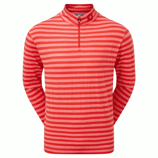 FOOTJOY PEACHED JERSEY TONAL STRIPE CHILL-OUT GOLF PULLOVER – RED 3 FOOTJOY PEACHED JERSEY TONAL STRIPE CHILL-OUT GOLF PULLOVER – RED