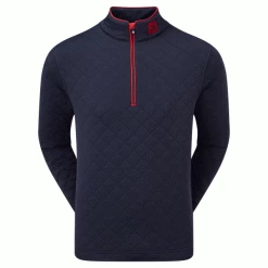 FOOTJOY DIAMOND JACQUARD CHILL-OUT GOLF PULLOVER – NAVY / RED