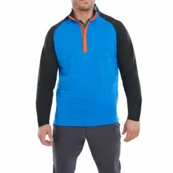 FOOTJOY QUILTED JACQUARD CHILL-OUT XP GOLF PULLOVER – SAPPHIRE / BLACK / ORANGE -CLUBS Sales Shop FJ 88836 02 600x600 1