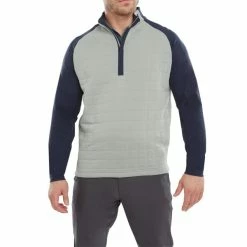 FOOTJOY QUILTED JACQUARD CHILL-OUT XP GOLF PULLOVER – GREY / NAVY -CLUBS Sales Shop FJ 88837 02 600x600 1