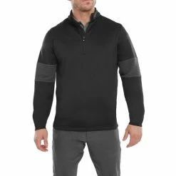 FOOTJOY RIBBED CHILL-OUT XTREME GOLF PULLOVER – BLACK / CHARCOAL -CLUBS Sales Shop FJ Ribbed Black 2 600x600 1