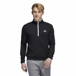 ADIDAS PRIMEGREEN 1/4 ZIP GOLF PULLOVER – BLACK / WHITE -CLUBS Sales Shop HM8272 3 APPAREL On Model Standard View white 600x600 1