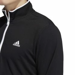 ADIDAS PRIMEGREEN 1/4 ZIP GOLF PULLOVER – BLACK / WHITE -CLUBS Sales Shop HM8272 7 APPAREL On Model Detail View 1 white 600x600 1