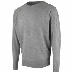 ISLAND GREEN RAGLAN SLEEVE CREW NECK GOLF SWEATER – LIGHT GREY