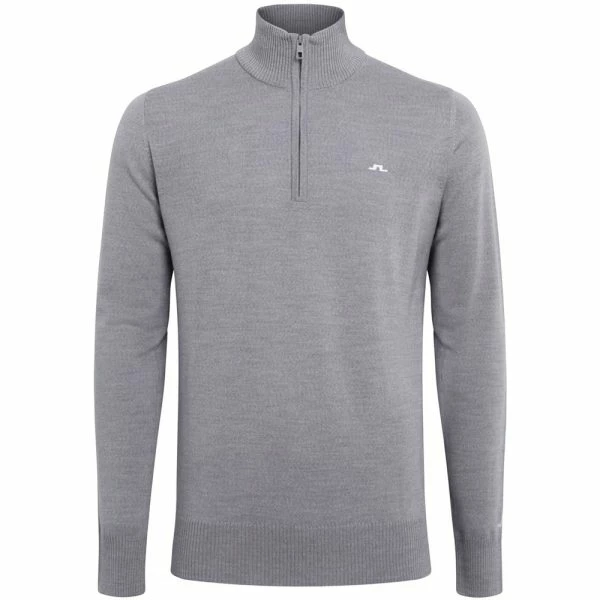 J.LINDEBERG GOLF KIAN MERINO ZIP NECK SWEATER / GREY MELANGE 3 J.LINDEBERG GOLF KIAN MERINO ZIP NECK SWEATER / GREY MELANGE