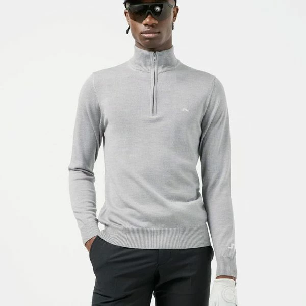 J.LINDEBERG GOLF KIAN MERINO ZIP NECK SWEATER / GREY MELANGE 7 J.LINDEBERG GOLF KIAN MERINO ZIP NECK SWEATER / GREY MELANGE - Image 5