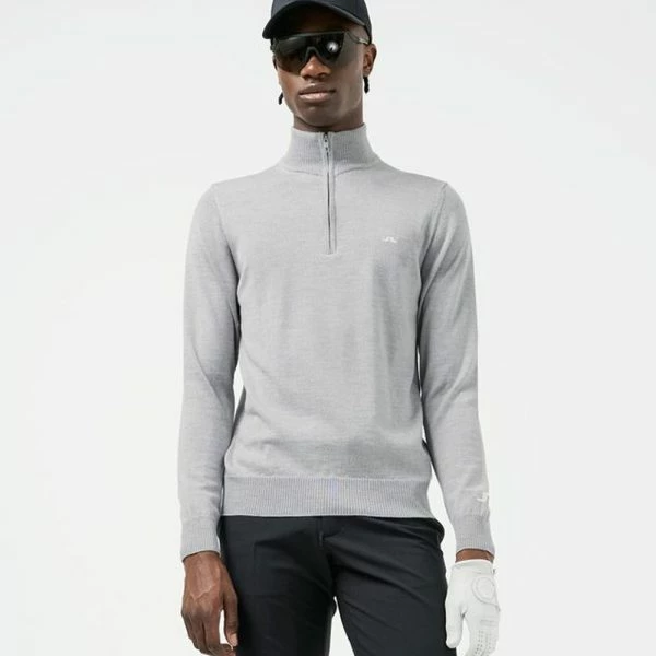 J.LINDEBERG GOLF KIAN MERINO ZIP NECK SWEATER / GREY MELANGE 5 J.LINDEBERG GOLF KIAN MERINO ZIP NECK SWEATER / GREY MELANGE - Image 3