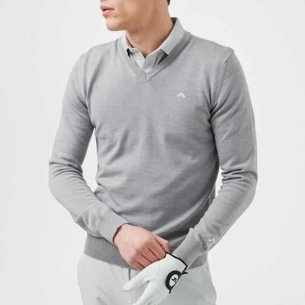 J.LINDEBERG LYMANN TOUR MERINO V-NECK GOLF SWEATER / GREY MELANGE 5 J.LINDEBERG LYMANN TOUR MERINO V-NECK GOLF SWEATER / GREY MELANGE - Image 3