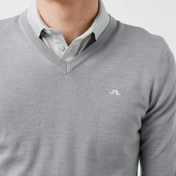 J.LINDEBERG LYMANN TOUR MERINO V-NECK GOLF SWEATER / GREY MELANGE 8 J.LINDEBERG LYMANN TOUR MERINO V-NECK GOLF SWEATER / GREY MELANGE - Image 6