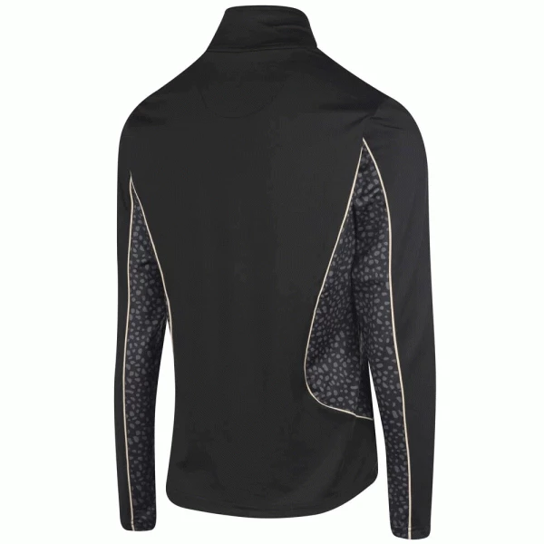 ISLAND GREEN LADIES PRINTED PANEL 1/4 ZIP GOLF JUMPER – BLACK / GOLD 4 ISLAND GREEN LADIES PRINTED PANEL 1/4 ZIP GOLF JUMPER – BLACK / GOLD - Image 2