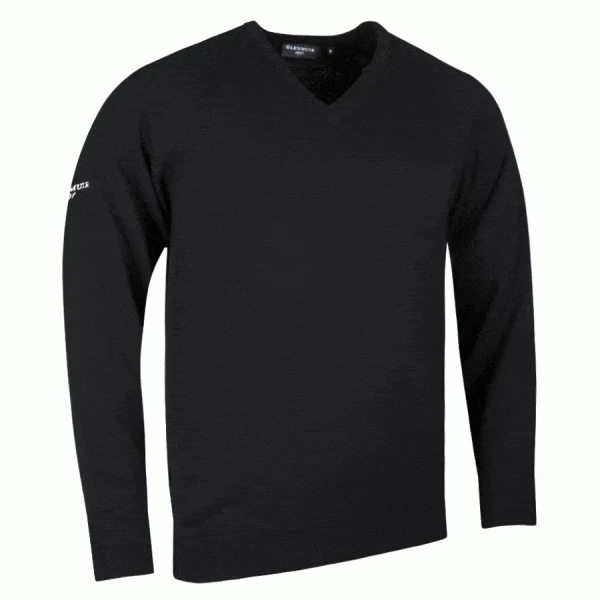 GLENMUIR LEVEN LAMBSWOOL V NECK GOLF JUMPER – BLACK 3 GLENMUIR LEVEN LAMBSWOOL V NECK GOLF JUMPER – BLACK