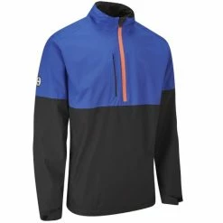 PING SENSORDRY PRO HALF-ZIP WATERPROOF GOLF JACKET – NORTH SEA / BLACK -CLUBS Sales Shop P03540 SENSORDRY PRO JACKET HALF ZIP BLACK NORTH SEA FRONT ANGLE 2 600x600 1
