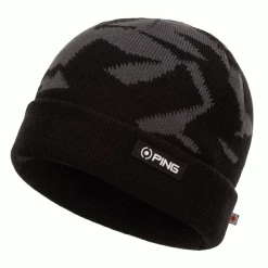 PING CAMO KNIT GOLF BEANIE HAT – BLACK