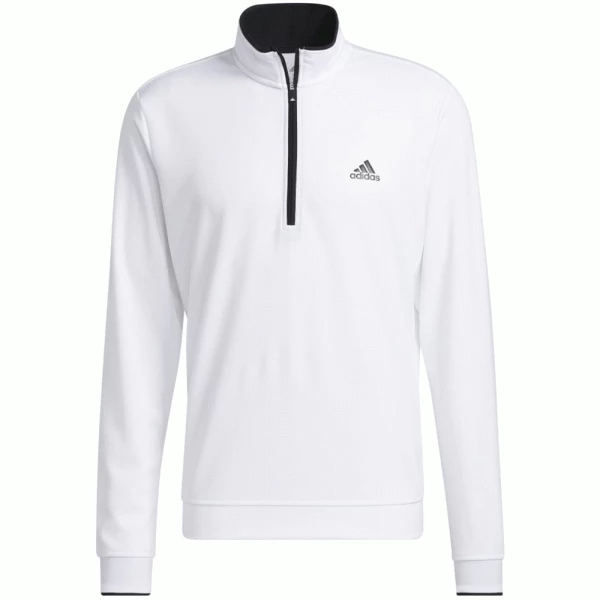 ADIDAS PRIMEGREEN 1/4 ZIP GOLF PULLOVER – WHITE 3 ADIDAS PRIMEGREEN 1/4 ZIP GOLF PULLOVER – WHITE