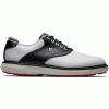 FOOTJOY FJ TRADITIONS SPIKELESS 57924 GOLF SHOES – WHITE / BLACK / GREY -CLUBS Sales Shop TRAD SPIKELESS BLACK1 600x600 1