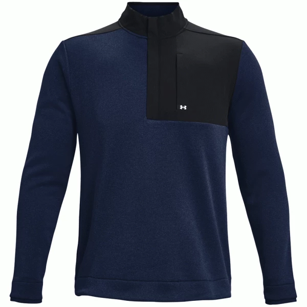 UNDER ARMOUR STORM SWEATER FLEECE 1/2 ZIP GOLF JUMPER β ACADEMY / WHITE 3 UNDER ARMOUR STORM SWEATER FLEECE 1/2 ZIP GOLF JUMPER β ACADEMY / WHITE