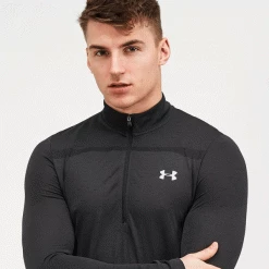 UNDER ARMOUR UA SEAMLESS 1/2 ZIP LIGHTWEIGHT GOLF PULLOVER – BLACK -CLUBS Sales Shop UASEAMB 600x600 1
