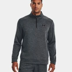 UNDER ARMOUR ColdGear® ARMOUR FLEECE 1/4 ZIP GOLF JUMPER – PITCH GREY -CLUBS Sales Shop UA Fleece Grey 2 600x600 1