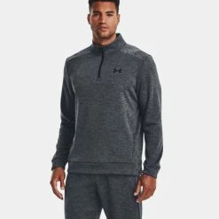 UNDER ARMOUR ColdGear® ARMOUR FLEECE 1/4 ZIP GOLF JUMPER – PITCH GREY -CLUBS Sales Shop UA Fleece Grey 5 600x600 1