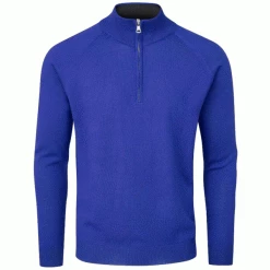 OSCAR JACOBSON WARWICK LINED 1/2 ZIP MERINO JUMPER – ROYAL BLUE