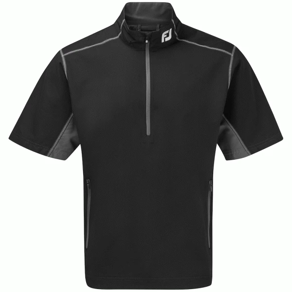 FOOTJOY 1/2 ZIP SHORT SLEEVE WIND SHIRT – BLACK / CHARCOAL 3 FOOTJOY 1/2 ZIP SHORT SLEEVE WIND SHIRT – BLACK / CHARCOAL